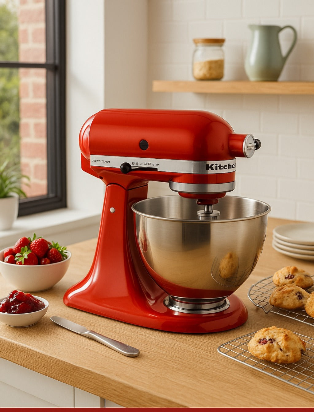 KitchenAid Artisan 4.8L Tilt-Head Stand Mixer – Hot Sauce Red | Powerful Baking & Dough Mixer for Home & Professional Kitchens