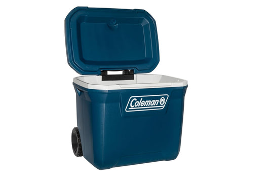 Coleman Xtreme 50 Quart Wheeled Ice Box Cooler – Heavy Duty Polypropylene, Blue | Long Ice Retention for Camping, Travel, Parties & Outdoor Adventures