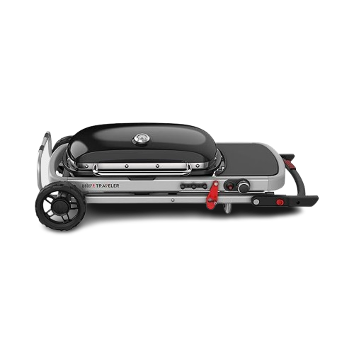 Weber Traveler Portable Gas Grill – Compact Foldable BBQ Grill for Camping, Travel & Outdoor Cooking (Black)