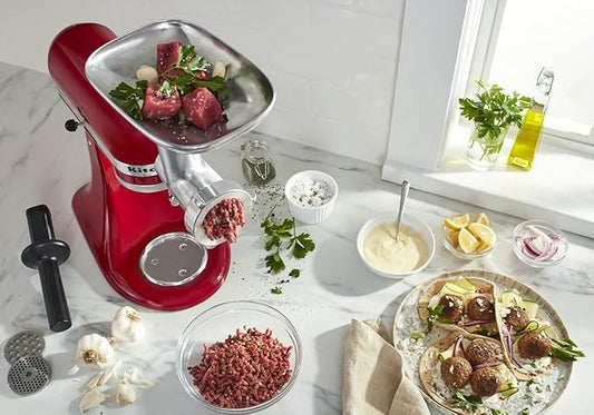 KitchenAid KSMMGA Metal Food Grinder Attachment – Durable Meat Grinder & Sausage Stuffer, Compatible with All KitchenAid Stand Mixers
