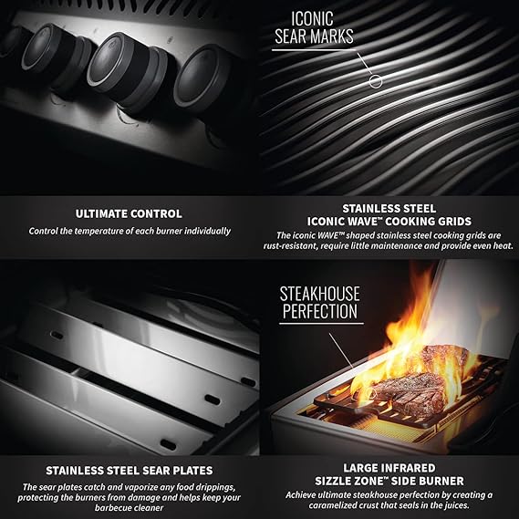 Napoleon Rogue XT 525 SIB Gas Grill – RXT525SIBPSS-1 | 4-Burner Stainless Steel LPG BBQ with Infrared Side Burner & Durable Cast Iron Cooking Grids. Bangalore,India