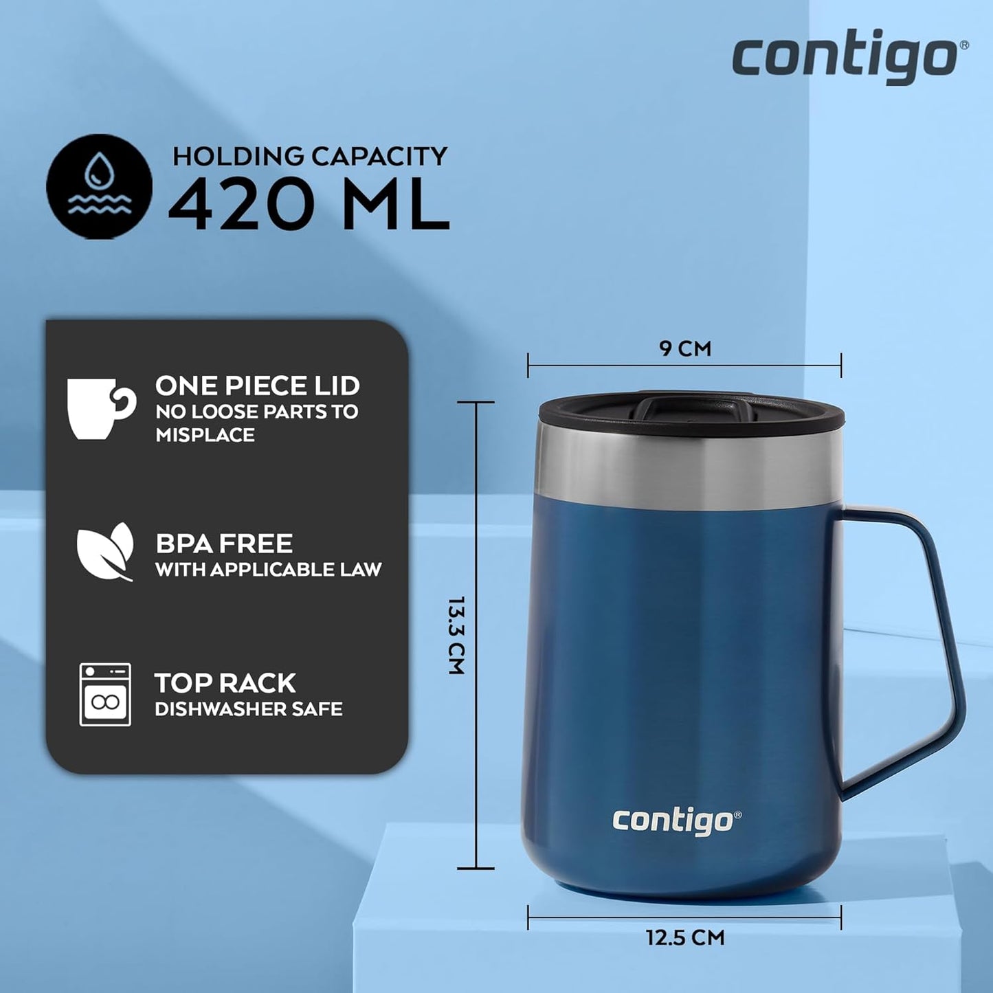 Contigo Streeterville Desk Mug, 420 ML (Blue)