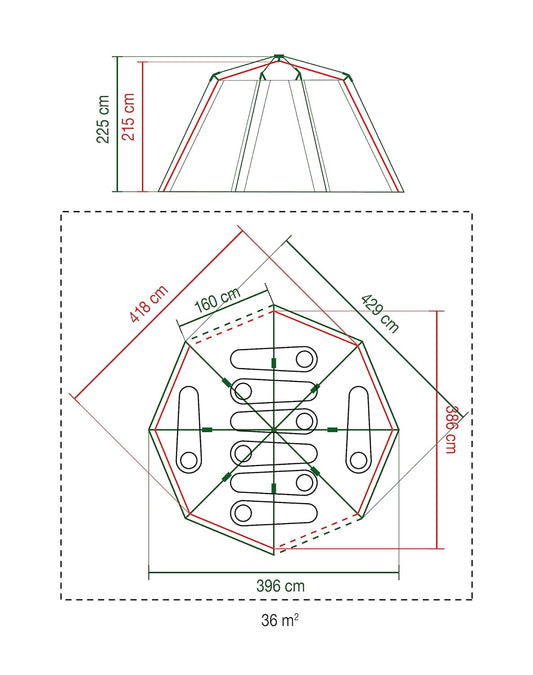 Coleman Cortes Octagon 8 Person Family Tent with Wheeled Carry Bag, 2000 mm Water Column, Easy Set up with Color Coded Poles