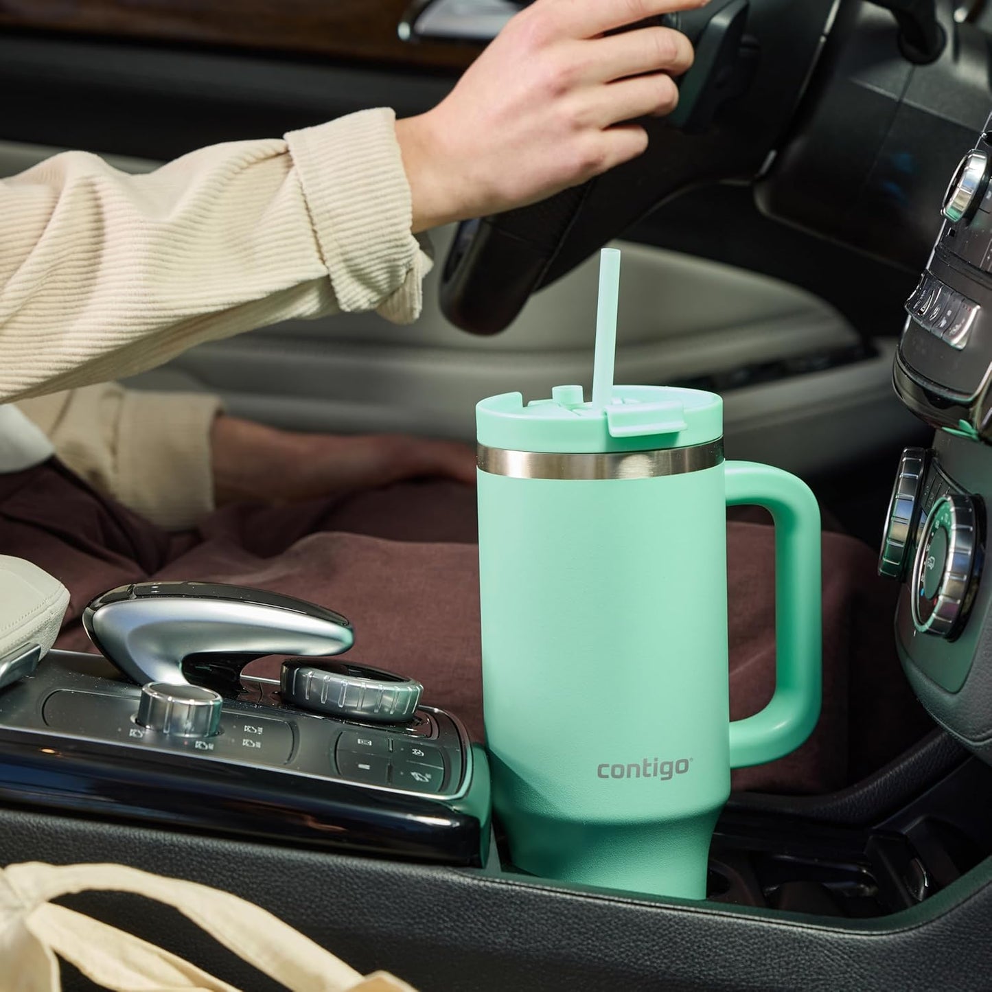 Contigo THERMALOCK Leak-Proof Insulated Tumbler Water Bottle With Straw 1200ml Color :Sea Green