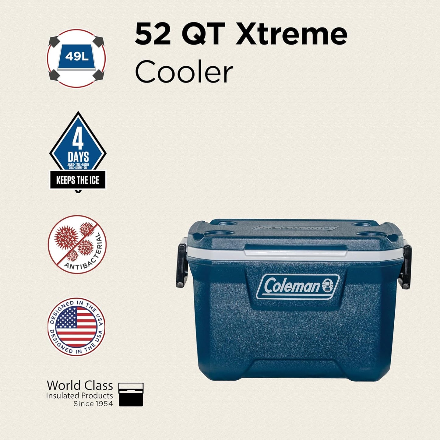 Coleman Xtreme Hard Ice Box, Large Cooler Box Holds Ice for Up to 4-5 Days, Chest Space