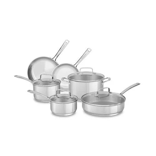 KitchenAid Tri - Ply 10 Piece Stainless Steel Cookware Set
