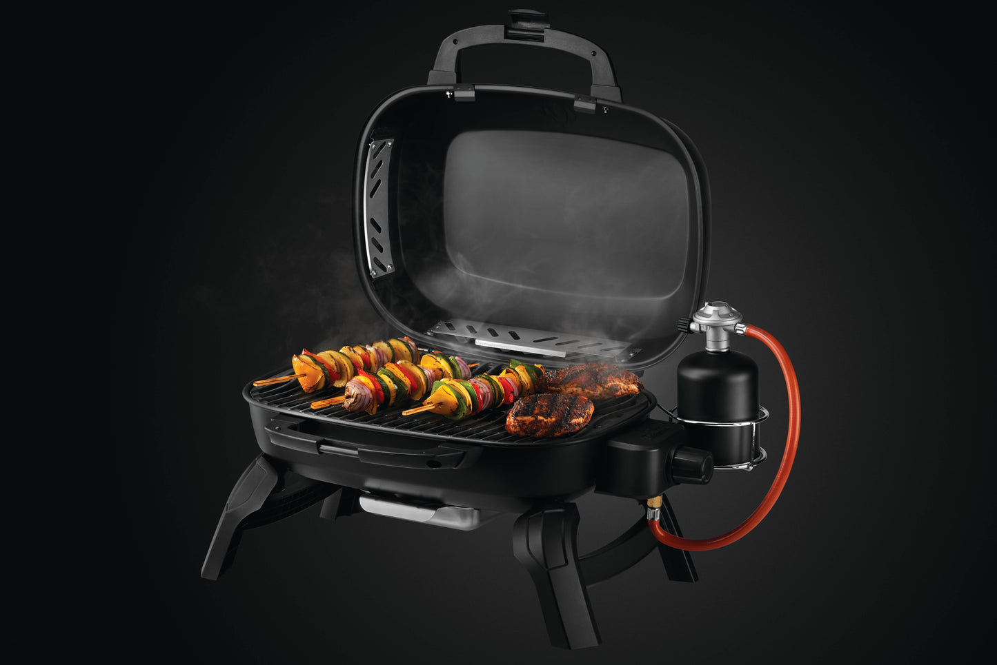 Napoleon TQ240-BK TravelQ 240 Portable Gas Grill | 2 Burner LPG BBQ | Folding Legs | Black