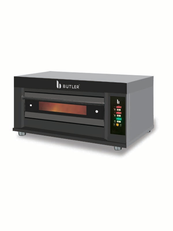 Butler EDO 1D-2T Black Italia Single Deck Two Tray Electric Deck Oven with Digital Controls in Black Titanium Facia