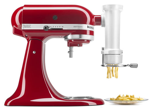 KitchenAid Gourmet Pasta Press Attachment, White – 6 Pasta Plates for Spaghetti, Bucatini, Rigatoni, Fusilli & More | Fits All KitchenAid Stand Mixers