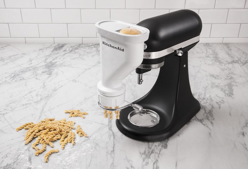 KitchenAid Gourmet Pasta Press Attachment, White – 6 Pasta Plates for Spaghetti, Bucatini, Rigatoni, Fusilli & More | Fits All KitchenAid Stand Mixers