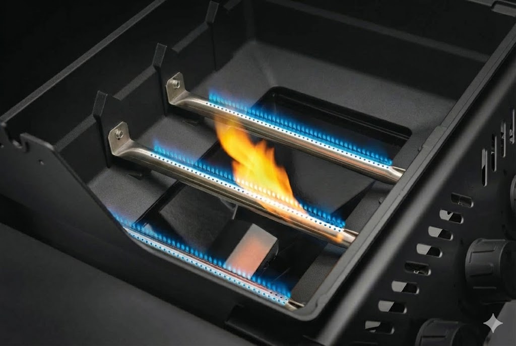 Napoleon Freestyle FP325DSIBPK Gas BBQ Grill – 3 Burner Black Barbecue with Infrared Side Burner, Cast Iron Grids & Storage Door - New Model