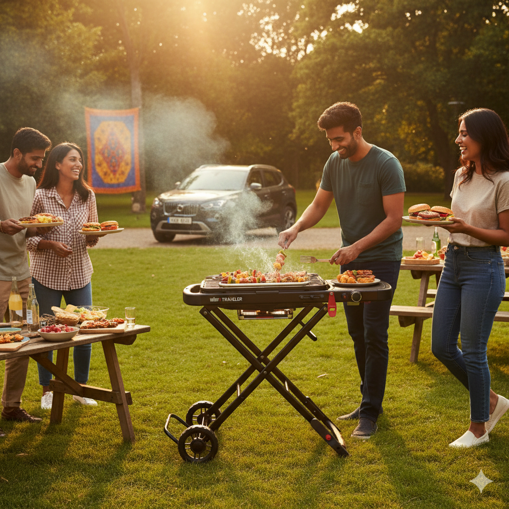 Weber Traveler Portable Gas Grill Stealth Edition – Compact Outdoor BBQ for Camping & Road Trips | Fast Delivery & Premium Service in India