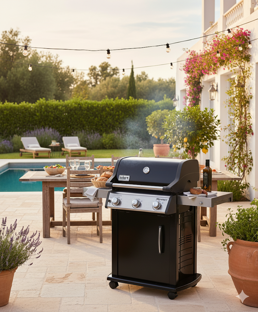 Weber Spirit E-315 LPG Gas Grill – 3 Burner Premium Barbecue with Side Tables, Black | Ideal Outdoor BBQ for Family Grilling, Parties, Resorts and Hotels in India