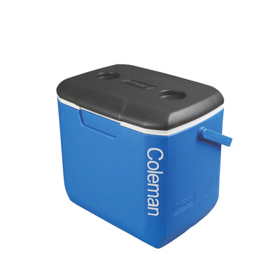 Coleman 30QT Performance Cooler | 28L Hard Ice Box | Swing-Up Handle | Drain Plug | Hasp Latches | For Day Trips & Camping | Blue