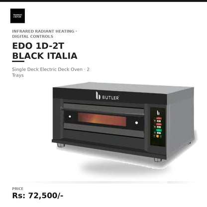 Butler EDO 1D-2T Black Italia Single Deck Two Tray Electric Deck Oven with Digital Controls in Black Titanium Facia