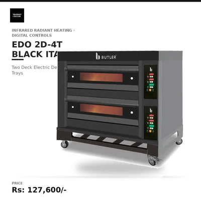 Butler EDO 2D-4T Black Italia Two Deck Four Tray Electric Deck Oven with Digital Controls in Black Titanium Facia