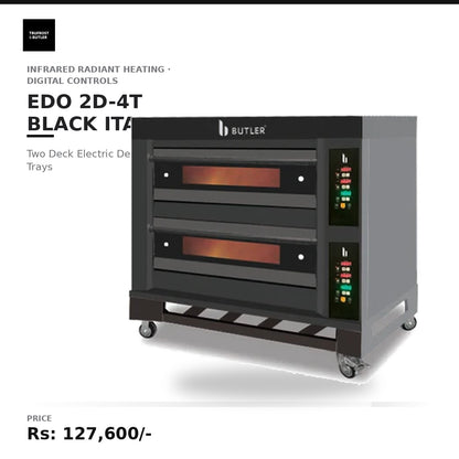 Butler EDO 2D-4T Black Italia Two Deck Four Tray Electric Deck Oven with Digital Controls in Black Titanium Facia