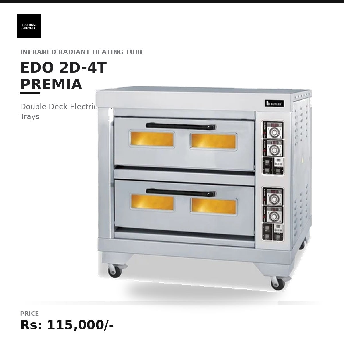 Butler EDO 2D-4T Premia Double Deck Electric Oven - 4 Trays