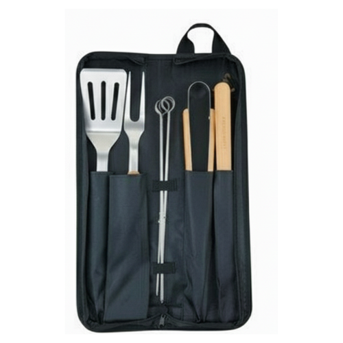 Campingaz BBQ Utensil Kit | 5-Piece Grill Tool Set with Textile Case | Compact Storage | Outdoor BBQ & Camping Use | Black