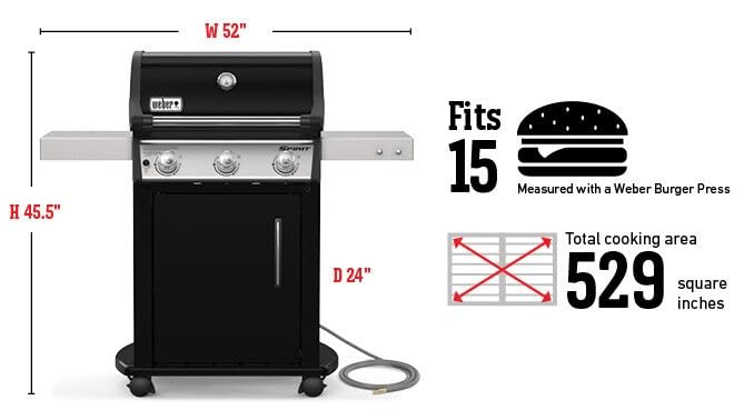 Weber Spirit E-315 Gas Grill – 3-Burner BBQ, Black