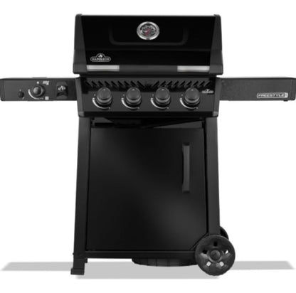 Napoleon Freestyle FP425DSIBPK Gas BBQ Grill – 4 Burner Black Barbecue with Infrared Side Burner, Cast Iron Grids & Storage Door - New Model