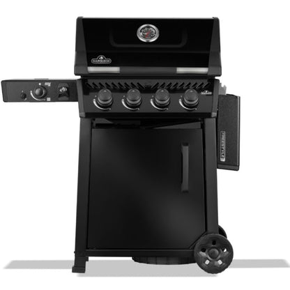 Napoleon Freestyle FP425DSIBPK Gas BBQ Grill – 4 Burner Black Barbecue with Infrared Side Burner, Cast Iron Grids & Storage Door - New Model