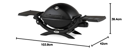 Weber Q1200 Gas Grill – Portable & Powerful 1-Burner LPG BBQ with Thermometer, Foldable Side Tables & Cast Iron Grates