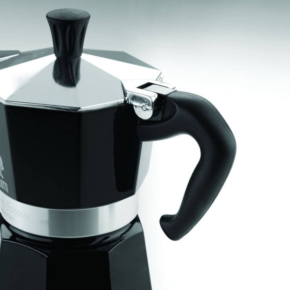 Bialetti Moka Express Colour 3-Cup Black Stovetop Espresso Maker, Iconic Italian Aluminum Moka Pot, Classic Octagonal Design, Durable Coffee Maker, Rich Authentic Espresso Brewing for Home & Office