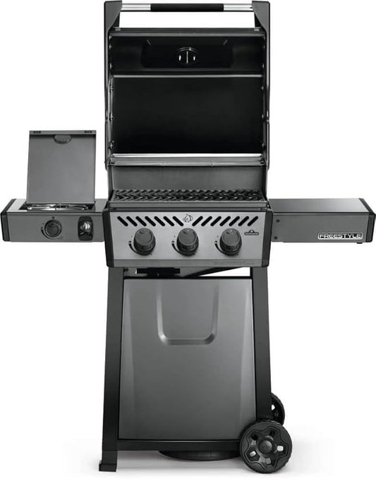Napoleon Freestyle 365 - F365DSBPGT-ECP - Graphite, Porcelain Enamel & Stainless, 3 Burner, Range Side Burner, Cast Iron Cooking Grids
