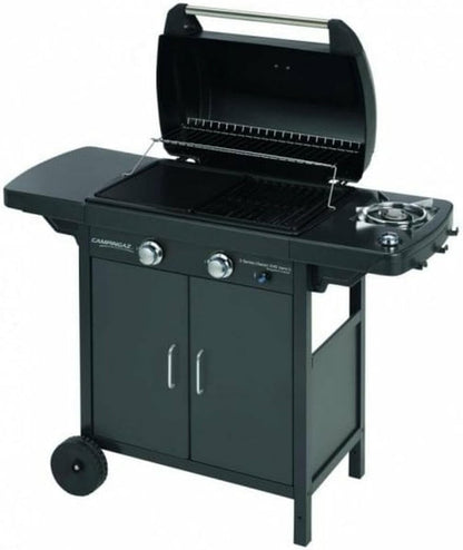 Campingaz 2 Series D Series 2 Classic EXS Vario Gas Barbecue with 2 Burners, Power 7.5 kW, Cast Iron Grill and Griddle, 1 Side Table, 10 Litres, Black/Grey