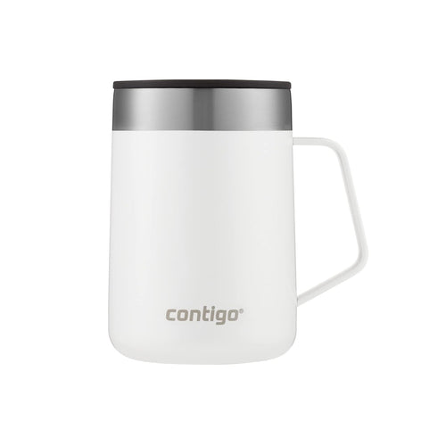 Contigo | Streeterville Desk Mug | Insulated Coffee Mug with Stainless Steel Handle & Lid (Up to 5 Hours) | 410 ML | Office & Home Use | White