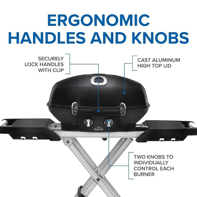 Napoleon  PRO285X-BK-RC TravelQ Portable Gas Grill | 2 Burner BBQ with Folding Cart | Black