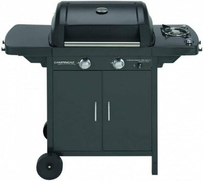 Campingaz 2 Series D Series 2 Classic EXS Vario Gas Barbecue with 2 Burners, Power 7.5 kW, Cast Iron Grill and Griddle, 1 Side Table, 10 Litres, Black/Grey