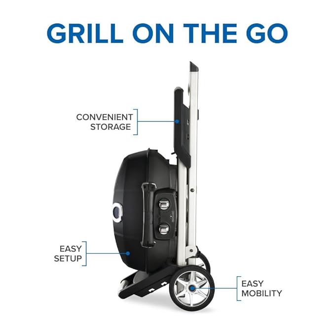 Napoleon  PRO285X-BK-RC TravelQ Portable Gas Grill | 2 Burner BBQ with Folding Cart | Black