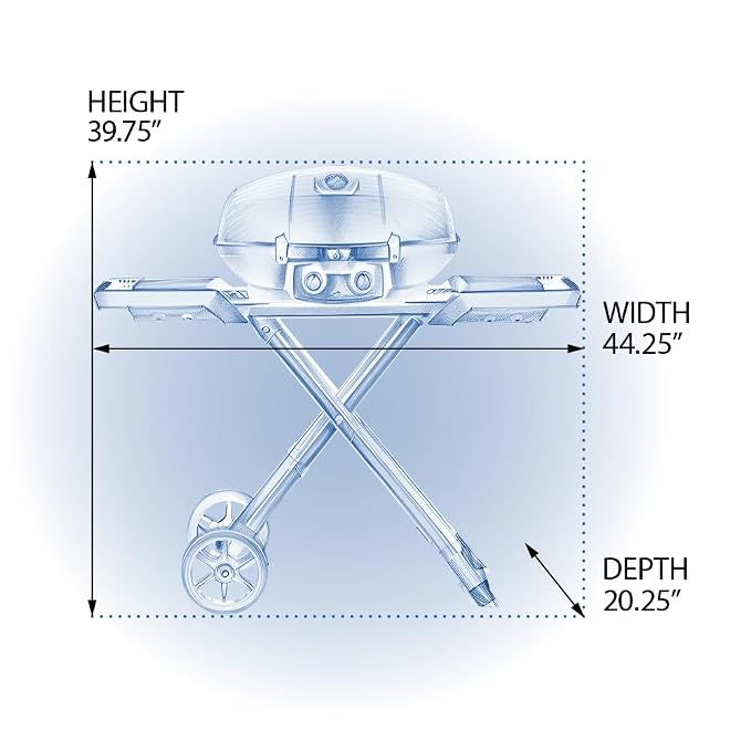 Napoleon  PRO285X-BK-RC TravelQ Portable Gas Grill | 2 Burner BBQ with Folding Cart | Black