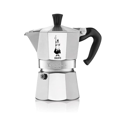 Bialetti Moka Express Iconic Italian Stovetop Espresso Maker, Italian Made; Moka Pot/Percolator/Coffee Maker/Mocha Pot for an Authentic Italian Coffee (Silver, 4 Cup)