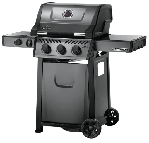 Napoleon Freestyle 365 - F365DSBPGT-ECP - Graphite, Porcelain Enamel & Stainless, 3 Burner, Range Side Burner, Cast Iron Cooking Grids