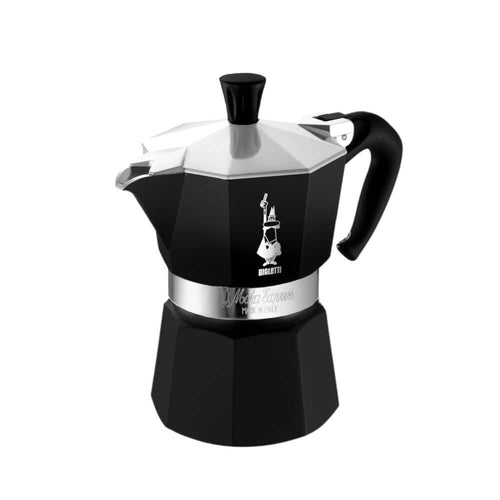 Bialetti Moka Express Colour 3-Cup Black Stovetop Espresso Maker, Iconic Italian Aluminum Moka Pot, Classic Octagonal Design, Durable Coffee Maker, Rich Authentic Espresso Brewing for Home & Office