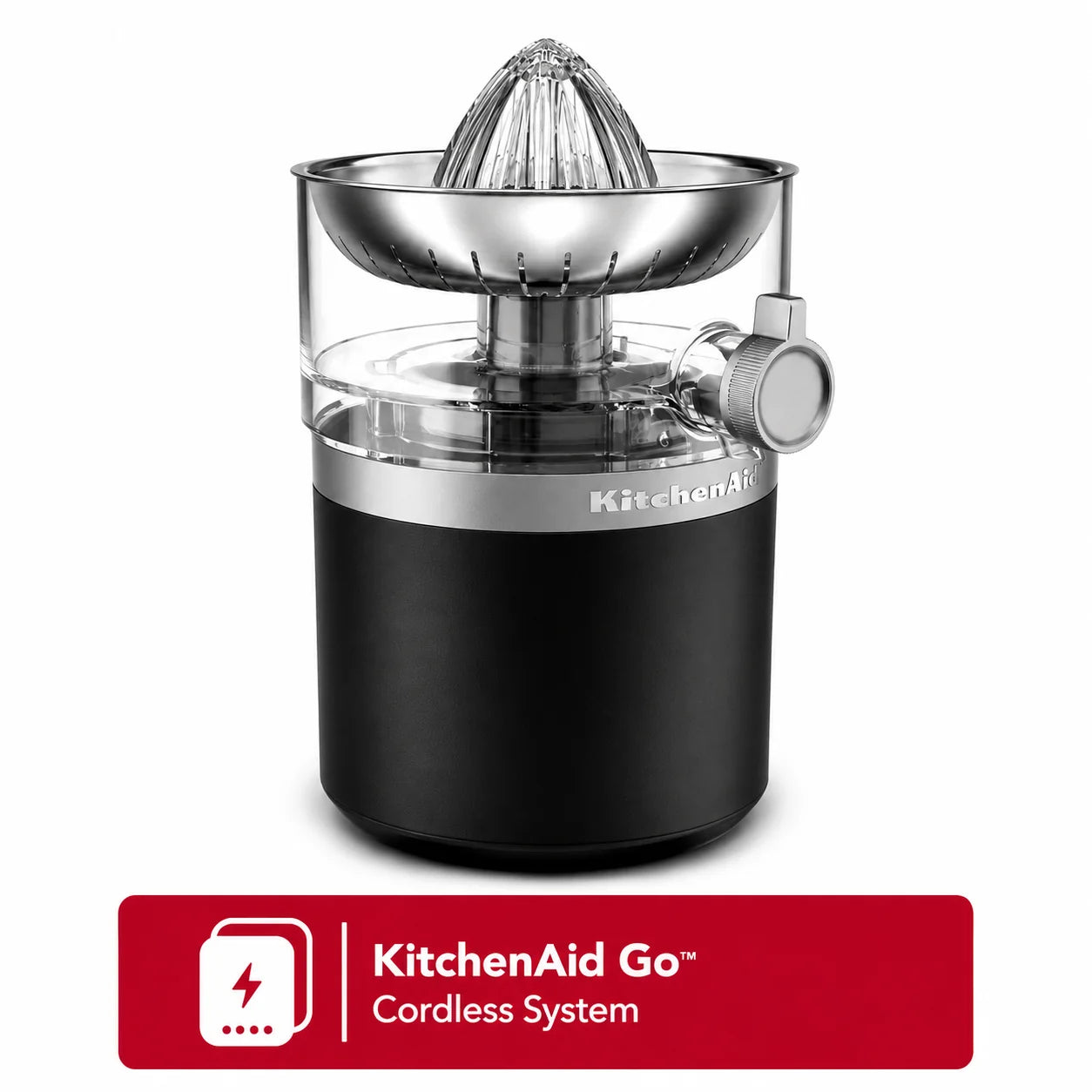 KitchenAid Go Cordless Citrus Juicer, Black Matte | Rechargeable Portable Citrus Press for Orange, Lemon, Lime & Grapefruit Juice (Battery Sold Separately)