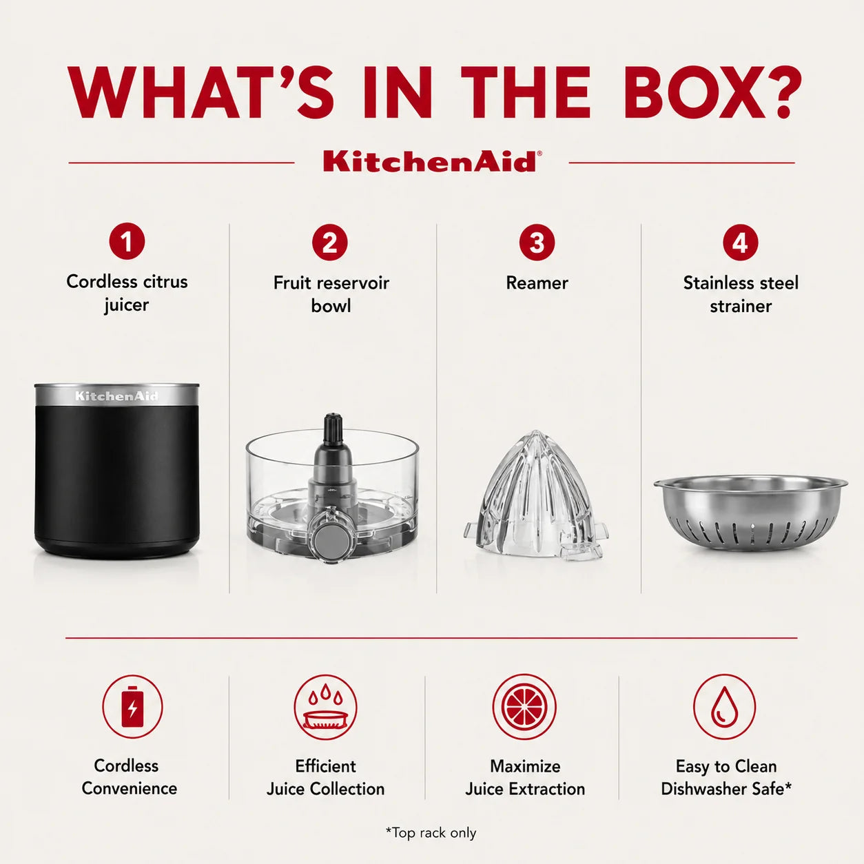 KitchenAid Go Cordless Citrus Juicer, Black Matte | Rechargeable Portable Citrus Press for Orange, Lemon, Lime & Grapefruit Juice (Battery Sold Separately)