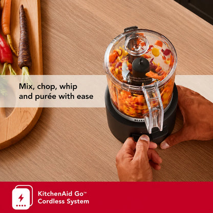 KitchenAid Go Cordless Food Chopper Black Matte | Rechargeable Electric Mini Chopper for Vegetables, Herbs, Nuts & Sauces (Battery Sold Separately)
