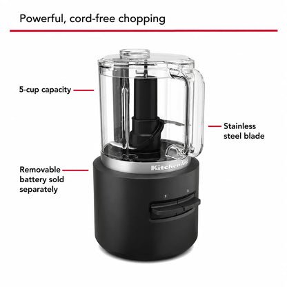 KitchenAid Go Cordless Food Chopper Black Matte | Rechargeable Electric Mini Chopper for Vegetables, Herbs, Nuts & Sauces (Battery Sold Separately)