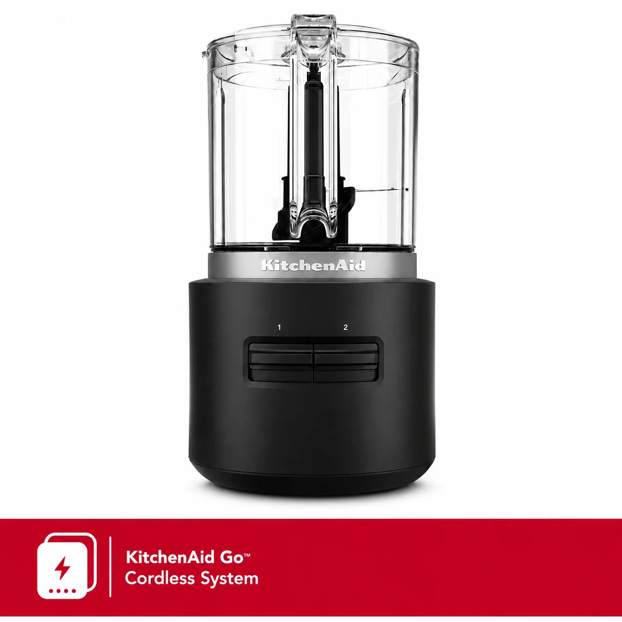 KitchenAid Go Cordless Food Chopper Black Matte | Rechargeable Electric Mini Chopper for Vegetables, Herbs, Nuts & Sauces (Battery Sold Separately)