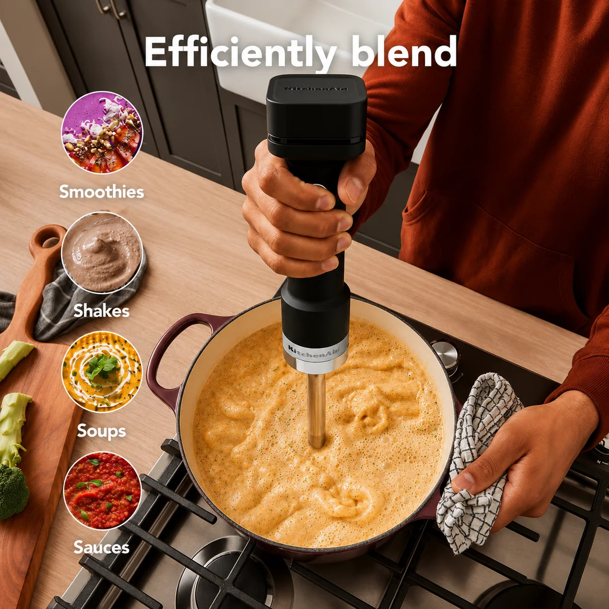 KitchenAid Go Cordless Hand Blender, Black Matte | Portable Rechargeable Immersion Blender for Smoothies, Soups, Sauces & Baby Food (Battery Sold Separately)