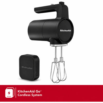 KitchenAid Go Cordless Electric Hand Mixer – Black Matte | Includes 12V MAX Rechargeable Battery, 7 Speeds & Stainless Steel Turbo Beater