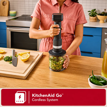 KitchenAid Go Cordless Hand Blender with Accessory Kit, Black Matte | Rechargeable Stick Blender with Chopper, Whisk & Blending Jar (Battery Sold Separately)