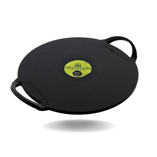 TRILONIUM Triple-Seasoned Iron Boulder Ultra Smooth Dosa Tawa 30 cms, 4.5 Kgs