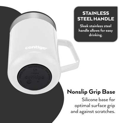 Contigo Streeterville Desk Mug, Insulated Coffee Mug with Stainless Steel Handle with lid, Keeps Warm for up to 5 Hours, Ideal for Office & Home, 410 ml