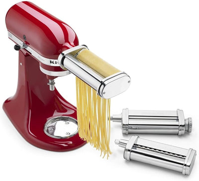 KitchenAid KSMPRA 3 Piece Pasta Roller & Cutter Attachment Set, Silver