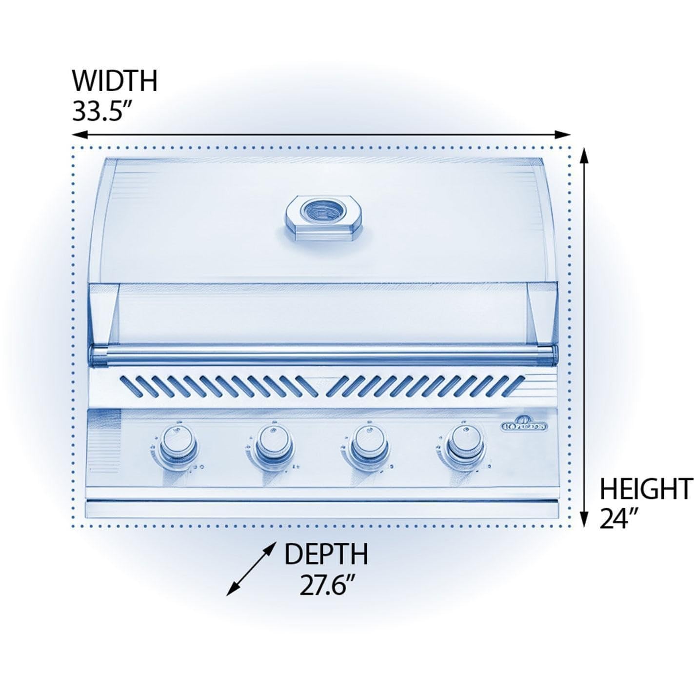 Napoleon BI32PSS Built-In 500 Series Gas Grill Head | 4 Burners | 48,000 BTU | 531 sq in | WAVE Grids | Stainless Steel | 32-Inch Outdoor Kitchen